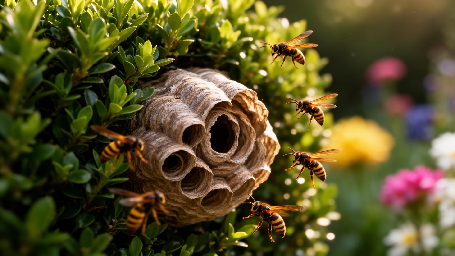 Nid de guêpes dans un jardin du Hainaut